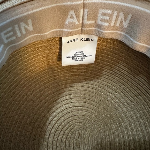 Anne Klein Tan Wide-Brimmed Sun Hat with Pom-Pom Trim - Picture 4 of 7